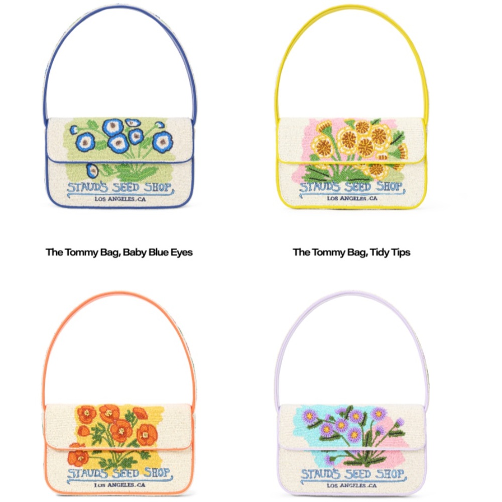 STAUD BEADED TOMMY BAG FULL CALIFORNIA SEED SHOP FLORALS COLLECTION